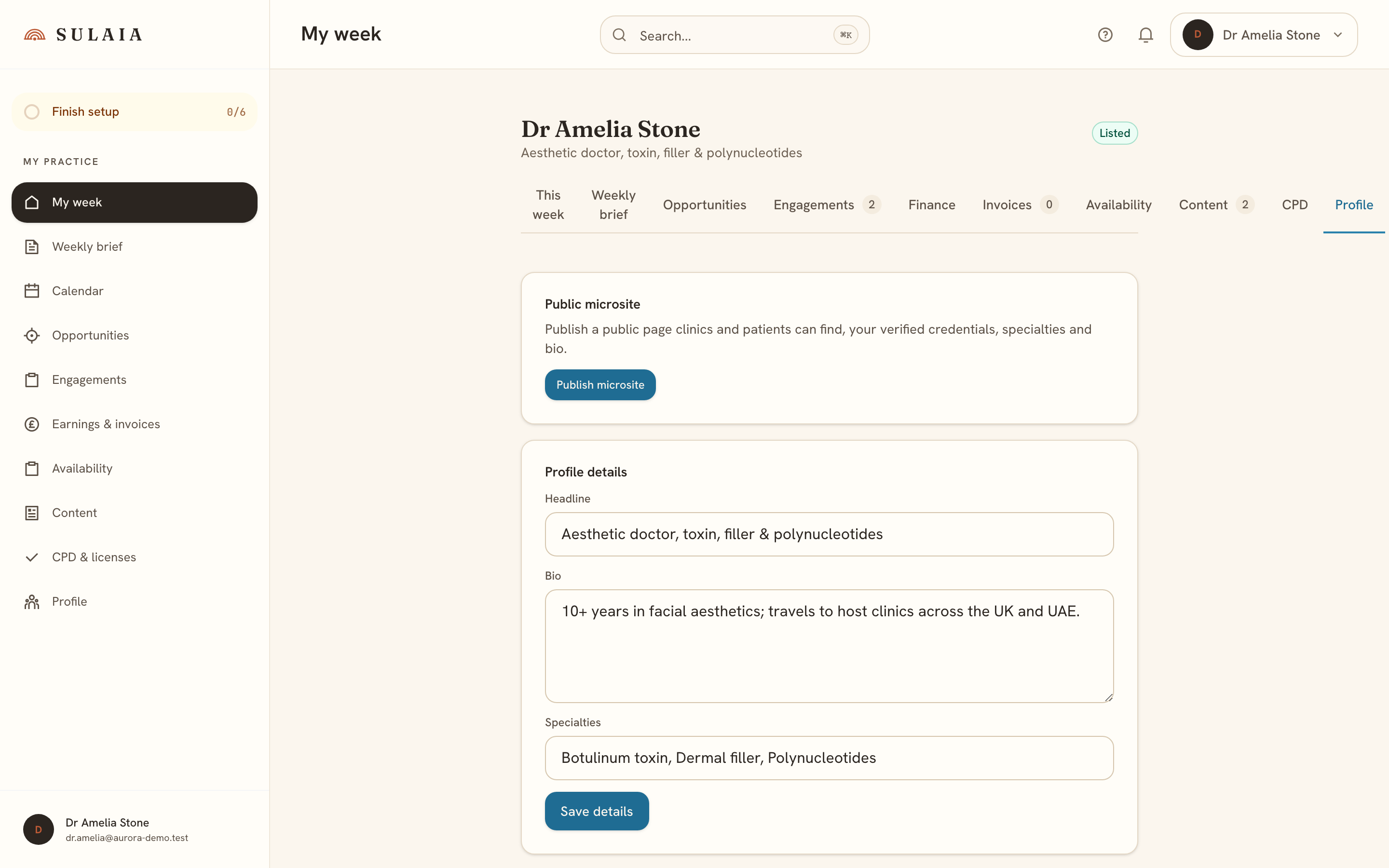 The provider public profile microsite.