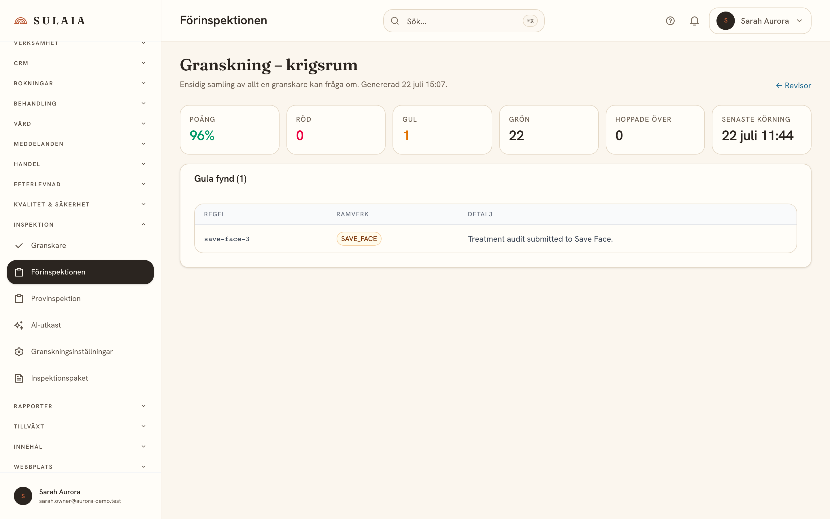 Granskningsspår och dataskydd i Sulaia