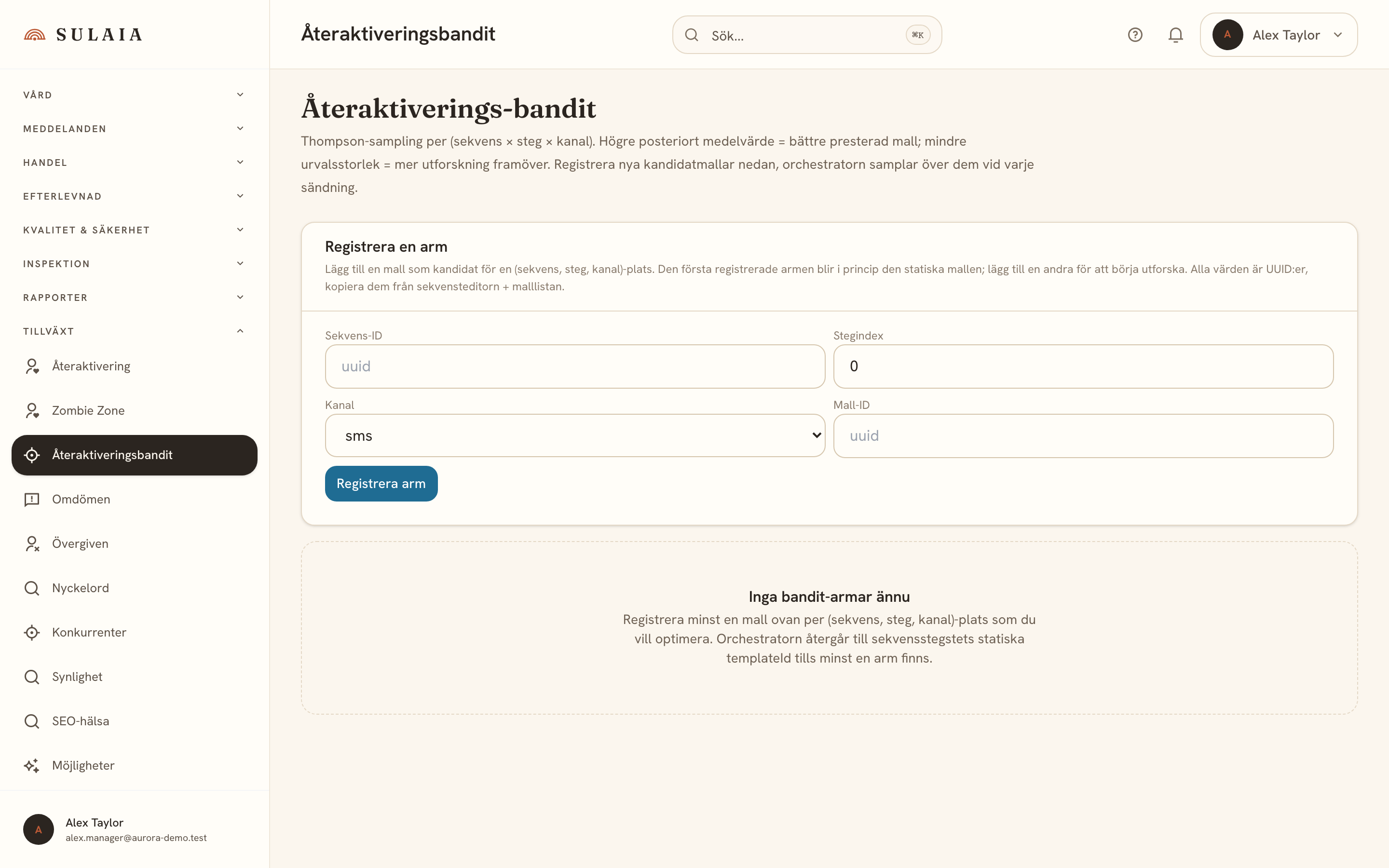Skärmen för spårning av återaktiveringsbeslutet.